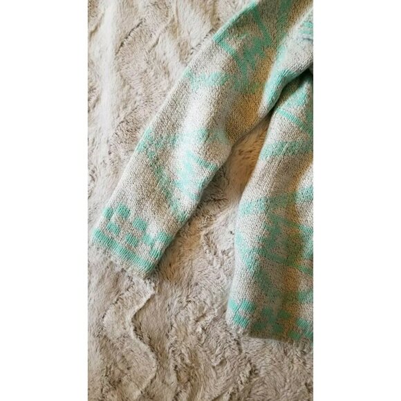 Francescas Miami Light Gray Turquoise Blue Broad Collar Cardigan Sweater Small - Picture 3 of 9